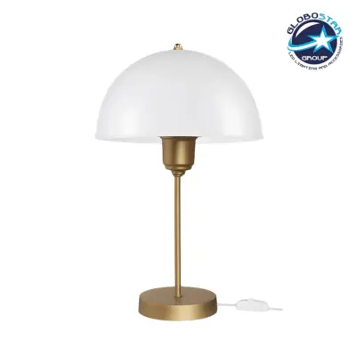 LEDTM® GAZETA 203-0304 Μοντέρνο Επιτραπέζιο Φωτιστικό Πορτατίφ με Ντουί 1 x E27 AC 220-240V IP20 - Λευκό Δίαφανο & Μπρονζέ  - Μ25 x Π25 x Υ39cm