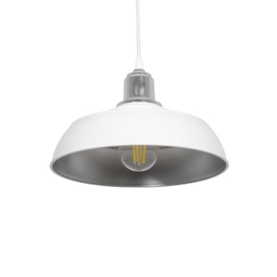 LEDTM® LOAN 203-0284 Μοντέρνο Κρεμαστό Φωτιστικό Οροφής με Ντουί 1 x E27 AC 220-240V IP20 - Λευκό & Ασημί  - Μ25.5 x Π25.5 x Υ17cm