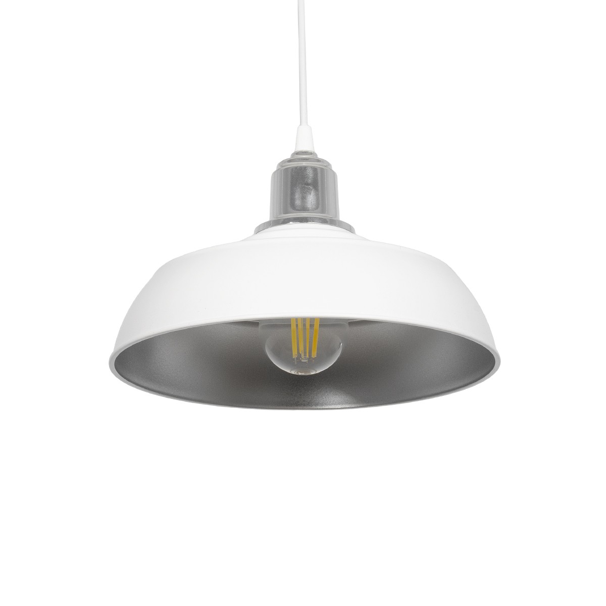 LEDTM® LOAN 203-0284 Μοντέρνο Κρεμαστό Φωτιστικό Οροφής με Ντουί 1 x E27 AC 220-240V IP20 - Λευκό & Ασημί - Μ25.5 x Π25.5 x Υ17cm