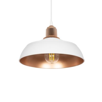 LEDTM® LOAN 203-0282 Μοντέρνο Κρεμαστό Φωτιστικό Οροφής με Ντουί 1 x E27 AC 220-240V IP20 - Λευκό & Μπρονζέ  - Μ25.5 x Π25.5 x Υ17cm