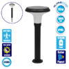 LEDTM® VEGGIE 12115 Φωτιστικό Κολωνάκι Κήπου LED 10W 500lm 120° με Ενσωματωμένο Φωτοβολταϊκό Panel 6V 2W & Επαναφορτιζόμενη Μπαταρία Li-ion 3.2V 6000mAh με Αισθητήρα Κίνησης-Ημέρας-Νύχτας Αδιάβροχο IP65 Ψυχρό Λευκό 6000K - Μαύρο - Μ26.5 x Π26.5 x Υ60cm - 2 Χρόνια Εγγύηση