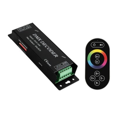 Alternative view of LEDTM® RGBCONTROLLER 73412 DMX Dimmer / Controller με RF Ασύρματο Χειριστήριο με 3 x 15A 75W Κανάλια DC 5-24V 15A 360W Max IP20 - DMX512 & RF2.4Ghz - Μ17.5 x Π3 x Υ3.5cm - 1 Χρόνος Εγγύηση