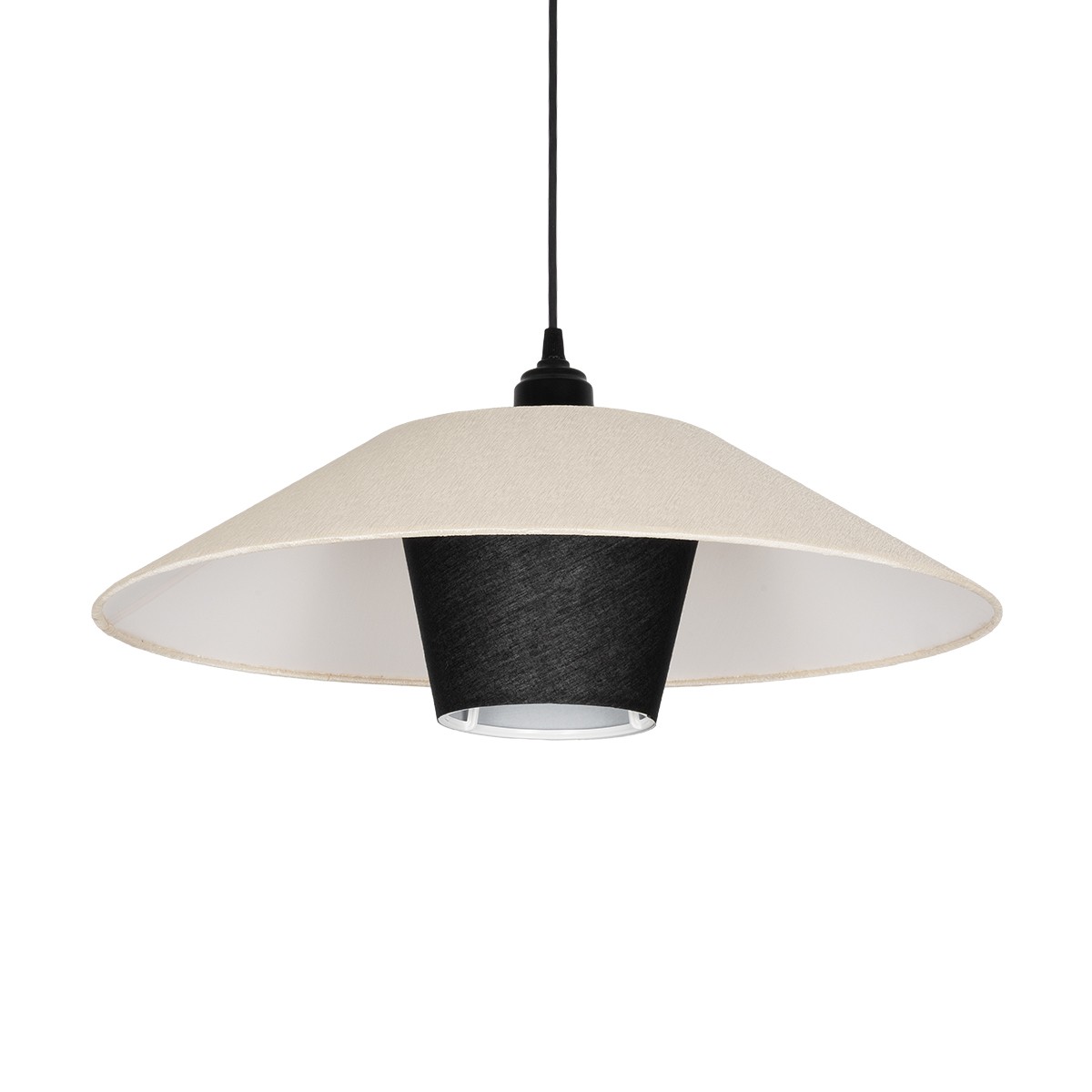 LEDTM® STORM 203-0293 Μοντέρνο Κρεμαστό Φωτιστικό Οροφής με Ντουί 1 x E27 AC 220-240V IP20 - Μαύρο & Λευκό - Μ50 x Π50 x Υ24cm