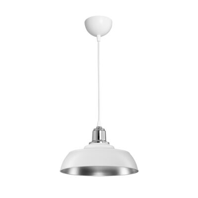 Alternative view of LEDTM® LOAN 203-0284 Μοντέρνο Κρεμαστό Φωτιστικό Οροφής με Ντουί 1 x E27 AC 220-240V IP20 - Λευκό & Ασημί  - Μ25.5 x Π25.5 x Υ17cm