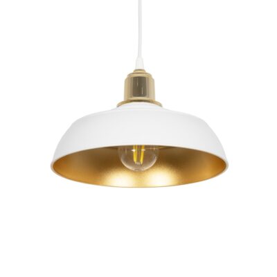 LEDTM® LOAN 203-0283 Μοντέρνο Κρεμαστό Φωτιστικό Οροφής με Ντουί 1 x E27 AC 220-240V IP20 - Λευκό & Χρυσό  - Μ25.5 x Π25.5 x Υ17cm