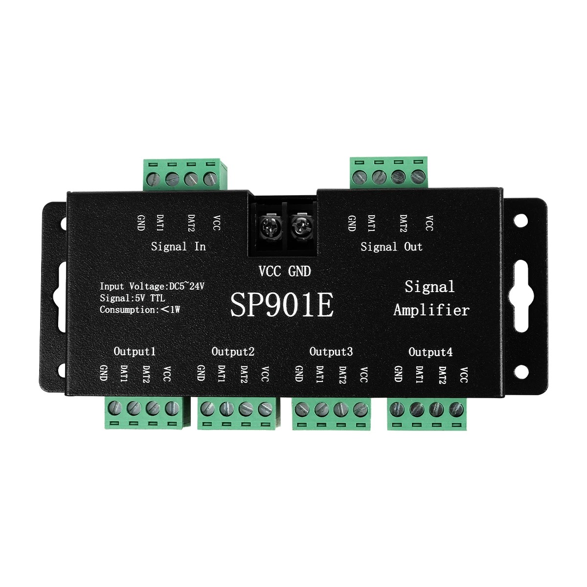 LEDTM® RGBCONTROLLER 73446 LED Digital RGB Ενισχυτής Σήματος SP901E LED Pixel WS2812B WS2811 SPI Signal Amplifier Repeater 10000 IC Professional Series 5-24V 288W - IP20 - Μ7 x Π14 x Υ3cm - 1 Χρόνος Εγγύηση - Image 3