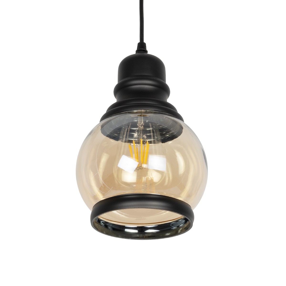 LEDTM® OLIVER 999-0186 Vintage Κρεμαστό Φωτιστικό Οροφής με Ντουί 1 x E27 AC 220-240V IP20 - Μελί & Μαύρο - Μ16 x Π16 x Υ25cm