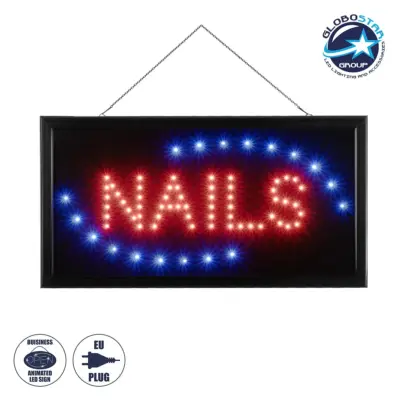 LEDTM® SIGN 75692 Διακοσμητικό Φωτιστικό Τοίχου Ένδειξης / Σήμανσης "NAILS" LED 5W 150lm 35° AC 220-240V IP20 Πολύχρωμο - Μαύρο - Μ48 x Π2 x Υ25cm - 2 Χρόνια Εγγύηση