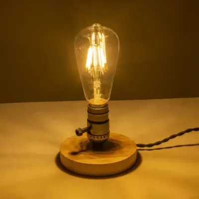 Alternative view of LEDTM® NOX 77701 Μοντέρνο Επιτραπέζιο Φωτιστικό Πορτατίφ με Ντουί 1 x E27 AC 220-240V IP20 - Μπεζ & Μπρούτζινο - Μ12 x Π12 x Υ9cm