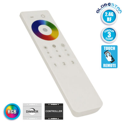 LEDTM® RGBGROUP 73413 RF 2.4Ghz Ασύρματο Χειριστήριο Αφής 3 Ζωνών για Πολύχρωμο RGB Controller 73414 DC3V 2 x AAA IP20 - RF 2.4G - Μ15 x Π4 x Υ1cm - 2 Χρόνια Εγγύηση