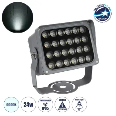 LEDTM® FLOODXENA 90130 Προβολέας Σποτ Wall Washer LED 24W 2880lm 10° AC 220-240V Αδιάβροχο IP65 Ψυχρό Λευκό 6000K - Bridgelux SMD Chip - Γκρι Ανθρακί - Μ18 x Π13.5 x Υ18cm - 3 Χρόνια Εγγύηση