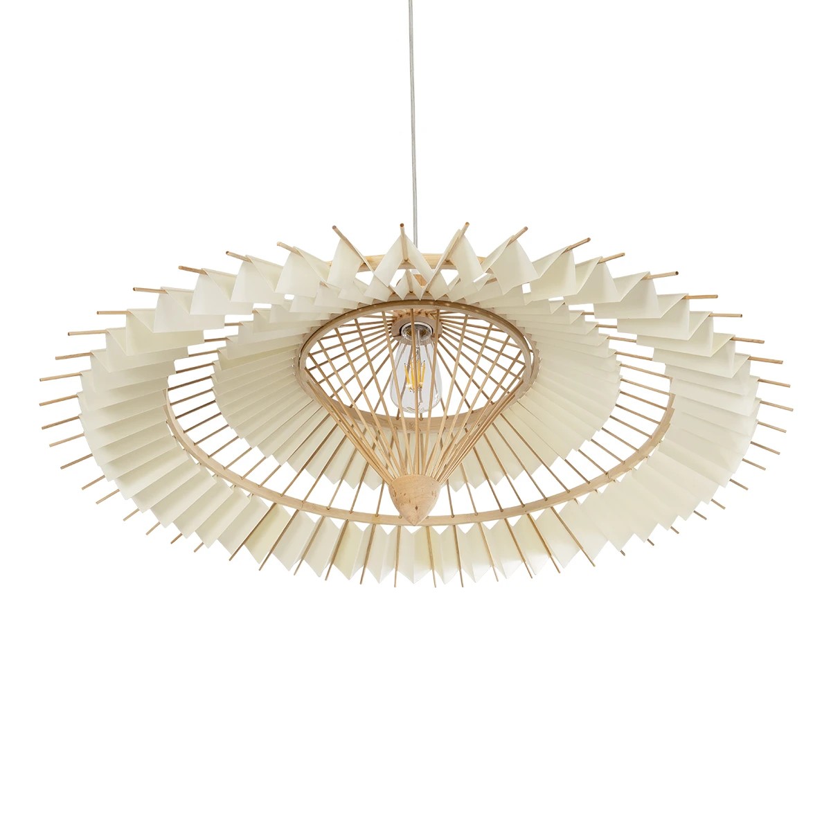 LEDTM® VENTALIA 999-0066 Boho Κρεμαστό Φωτιστικό Οροφής με Ντουί 1 x E27 AC 220-240V IP20 - Μπεζ - Μ83 x Π83 x Υ36cm - Image 5