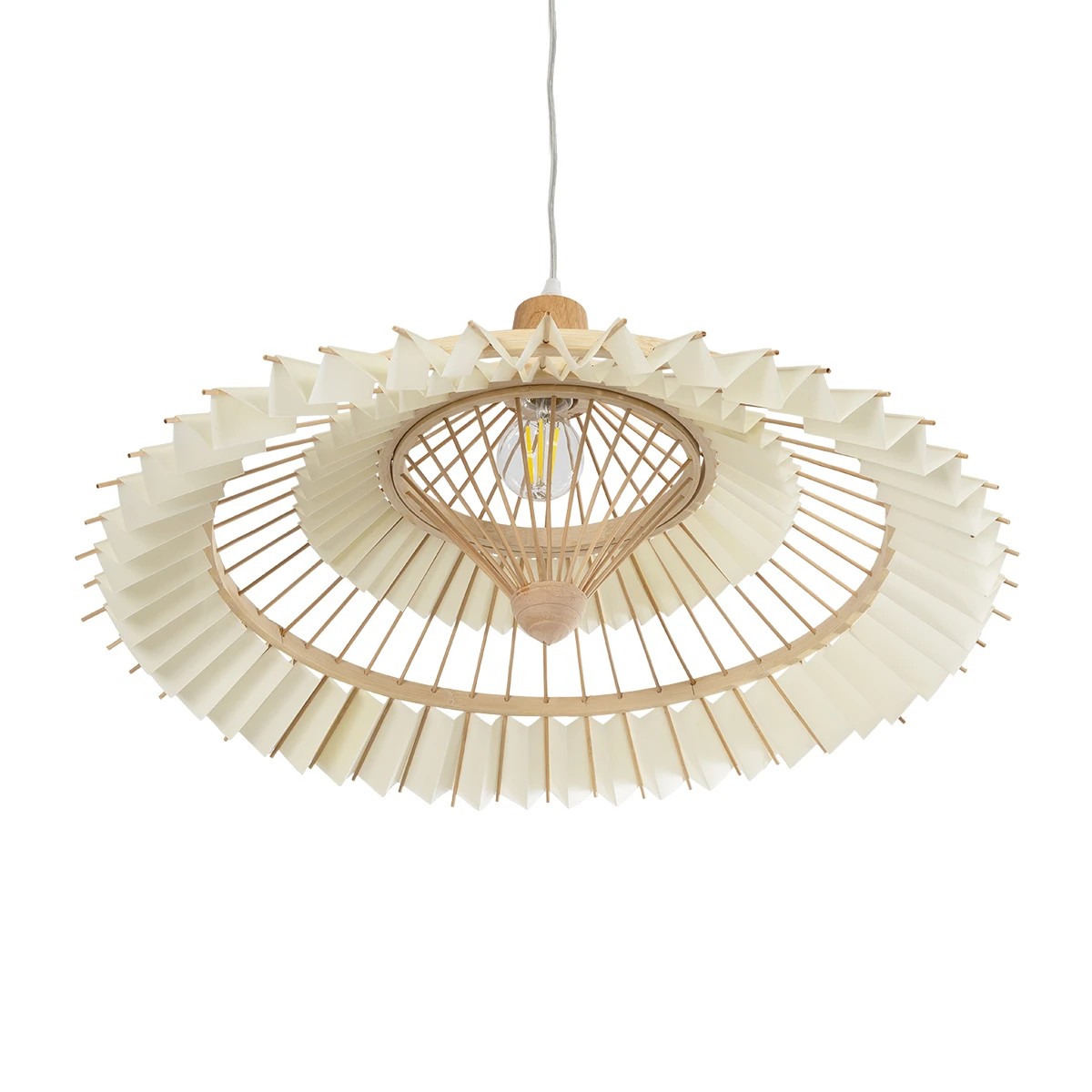 LEDTM® VENTALIA 999-0067 Boho Κρεμαστό Φωτιστικό Οροφής με Ντουί 1 x E27 AC 220-240V IP20 - Μπεζ - Μ60 x Π60 x Υ30cm - Image 5