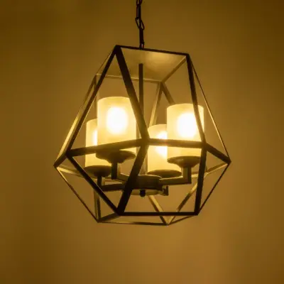 Alternative view of LEDTM® DASTAR 999-0091 Vintage Κρεμαστό Φωτιστικό Οροφής με Ντουί 4 x E27 AC 220-240V IP20 - Μαύρο & Λευκό - Μ42 x Π42 x Υ43cm