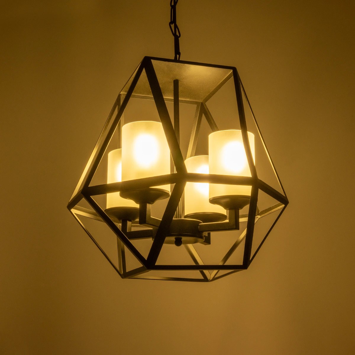 LEDTM® DASTAR 999-0091 Vintage Κρεμαστό Φωτιστικό Οροφής με Ντουί 4 x E27 AC 220-240V IP20 - Μαύρο & Λευκό - Μ42 x Π42 x Υ43cm - Image 2