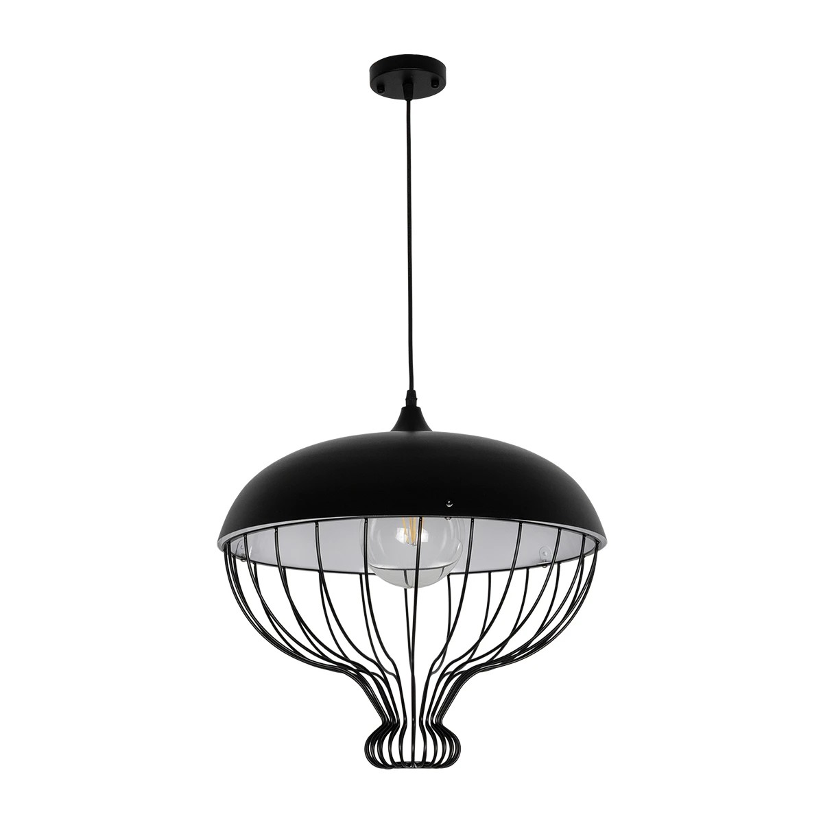 LEDTM® SOBRINO 999-0112 Vintage Κρεμαστό Φωτιστικό Οροφής με Ντουί 1 x E27 AC 220-240V IP20 - Μαύρο - Μ45 x Π45 x Υ45cm - Image 3