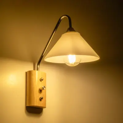 Alternative view of LEDTM® ALESSIA 999-0179 Μοντέρνο Φωτιστικό Τοίχου - Απλίκα με Ντουί 1 x E27 AC 220-240V IP20 - Μπεζ & Ασημί - Μ18 x Π26 x Υ29cm