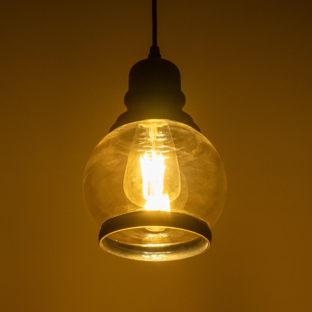 LEDTM® OLIVER 999-0186 Vintage Κρεμαστό Φωτιστικό Οροφής με Ντουί 1 x E27 AC 220-240V IP20 - Μελί & Μαύρο - Μ16 x Π16 x Υ25cm - Image 2