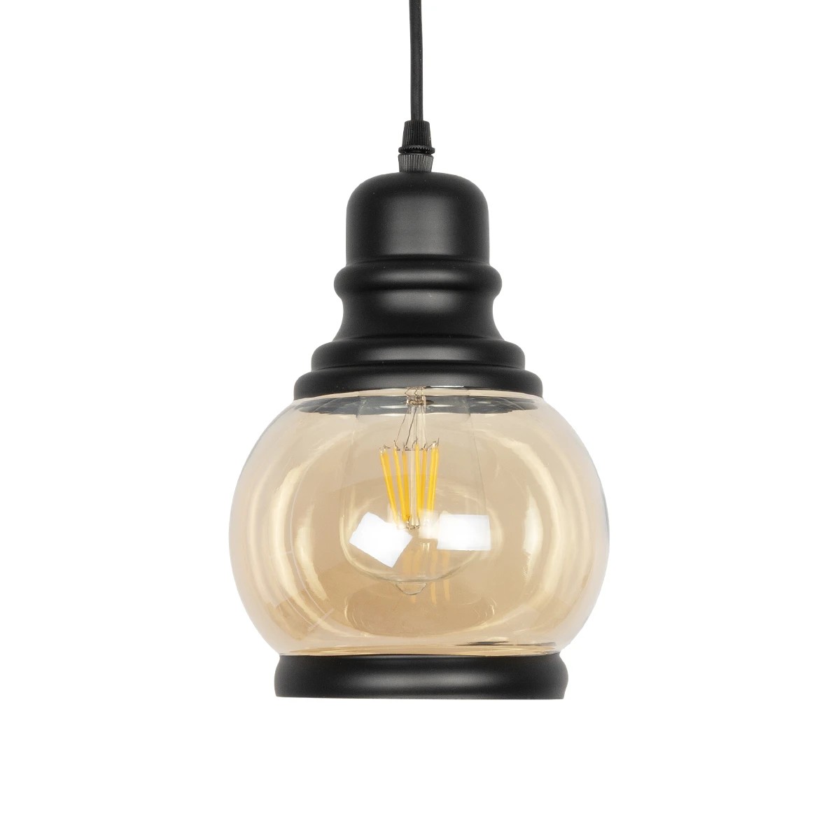 LEDTM® OLIVER 999-0186 Vintage Κρεμαστό Φωτιστικό Οροφής με Ντουί 1 x E27 AC 220-240V IP20 - Μελί & Μαύρο - Μ16 x Π16 x Υ25cm - Image 4