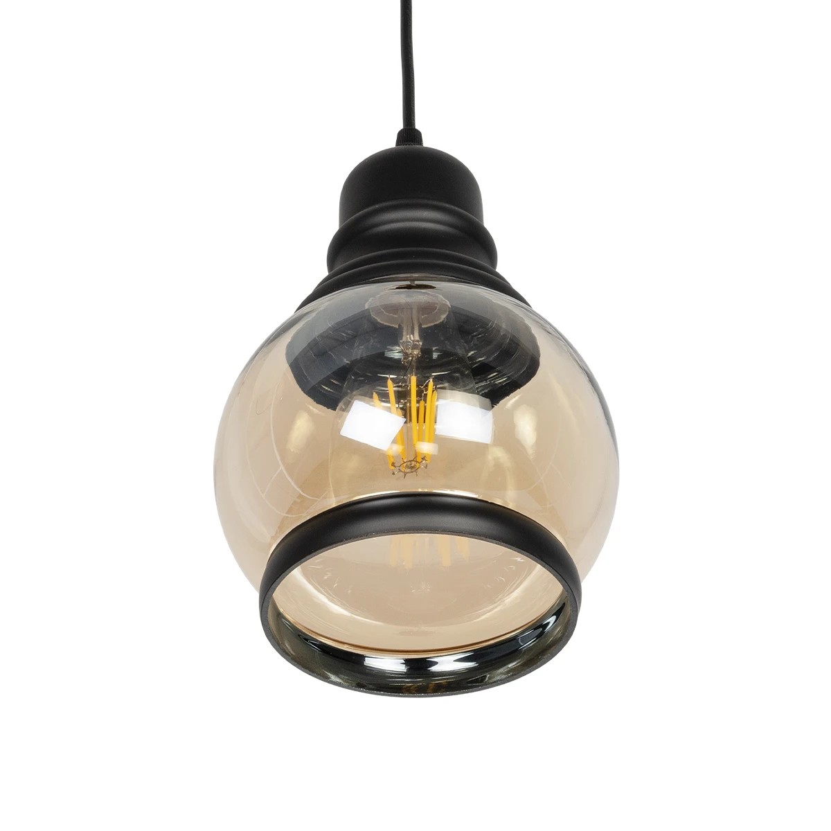 LEDTM® OLIVER 999-0186 Vintage Κρεμαστό Φωτιστικό Οροφής με Ντουί 1 x E27 AC 220-240V IP20 - Μελί & Μαύρο - Μ16 x Π16 x Υ25cm - Image 5