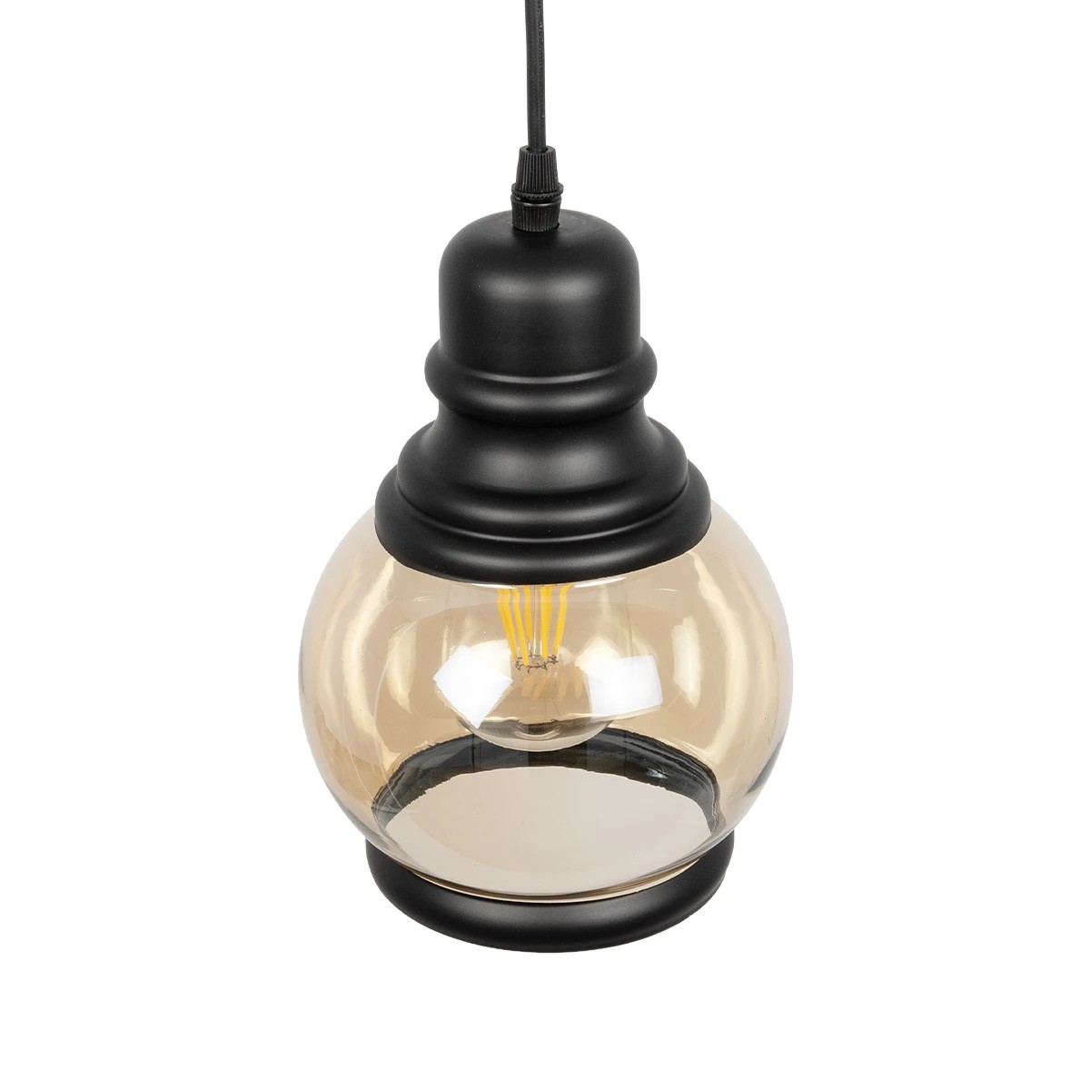 LEDTM® OLIVER 999-0186 Vintage Κρεμαστό Φωτιστικό Οροφής με Ντουί 1 x E27 AC 220-240V IP20 - Μελί & Μαύρο - Μ16 x Π16 x Υ25cm - Image 6