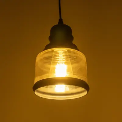 Alternative view of LEDTM® OLIVER 999-0187 Vintage Κρεμαστό Φωτιστικό Οροφής με Ντουί 1 x E27 AC 220-240V IP20 - Μελί & Μαύρο - Μ15 x Π15 x Υ21.5cm