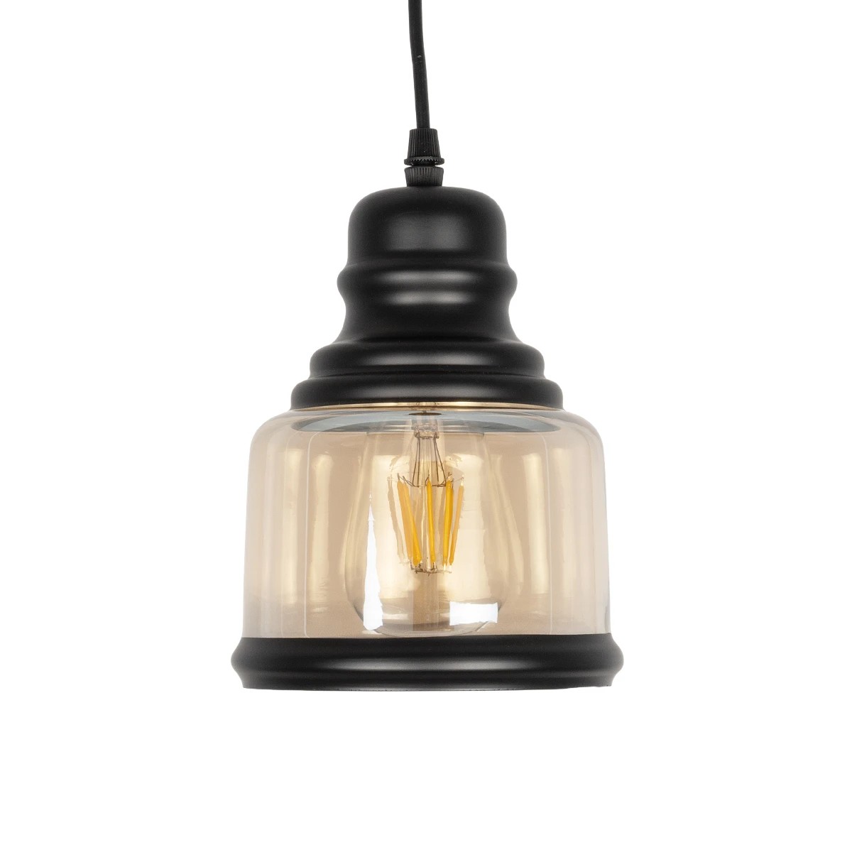 LEDTM® OLIVER 999-0187 Vintage Κρεμαστό Φωτιστικό Οροφής με Ντουί 1 x E27 AC 220-240V IP20 - Μελί & Μαύρο - Μ15 x Π15 x Υ21.5cm - Image 4