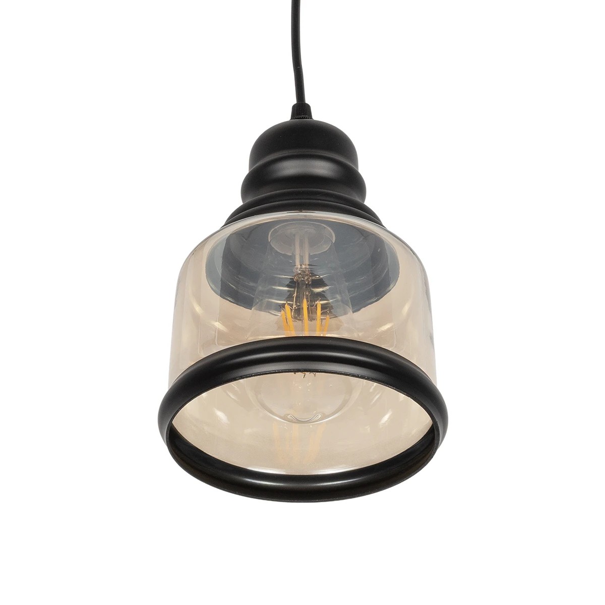 LEDTM® OLIVER 999-0187 Vintage Κρεμαστό Φωτιστικό Οροφής με Ντουί 1 x E27 AC 220-240V IP20 - Μελί & Μαύρο - Μ15 x Π15 x Υ21.5cm - Image 5