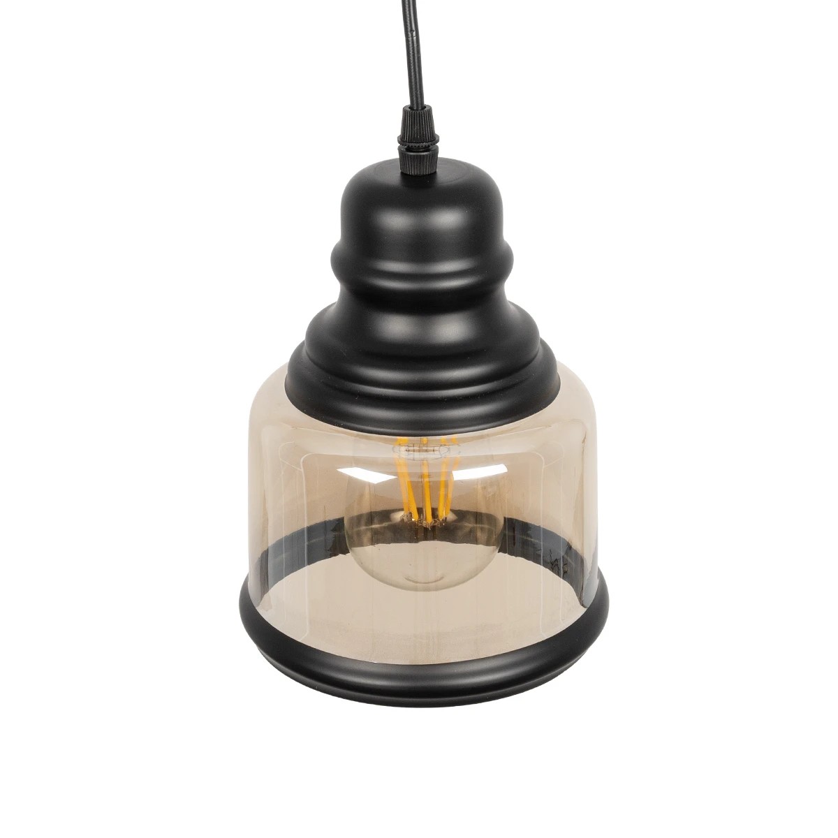 LEDTM® OLIVER 999-0187 Vintage Κρεμαστό Φωτιστικό Οροφής με Ντουί 1 x E27 AC 220-240V IP20 - Μελί & Μαύρο - Μ15 x Π15 x Υ21.5cm - Image 6