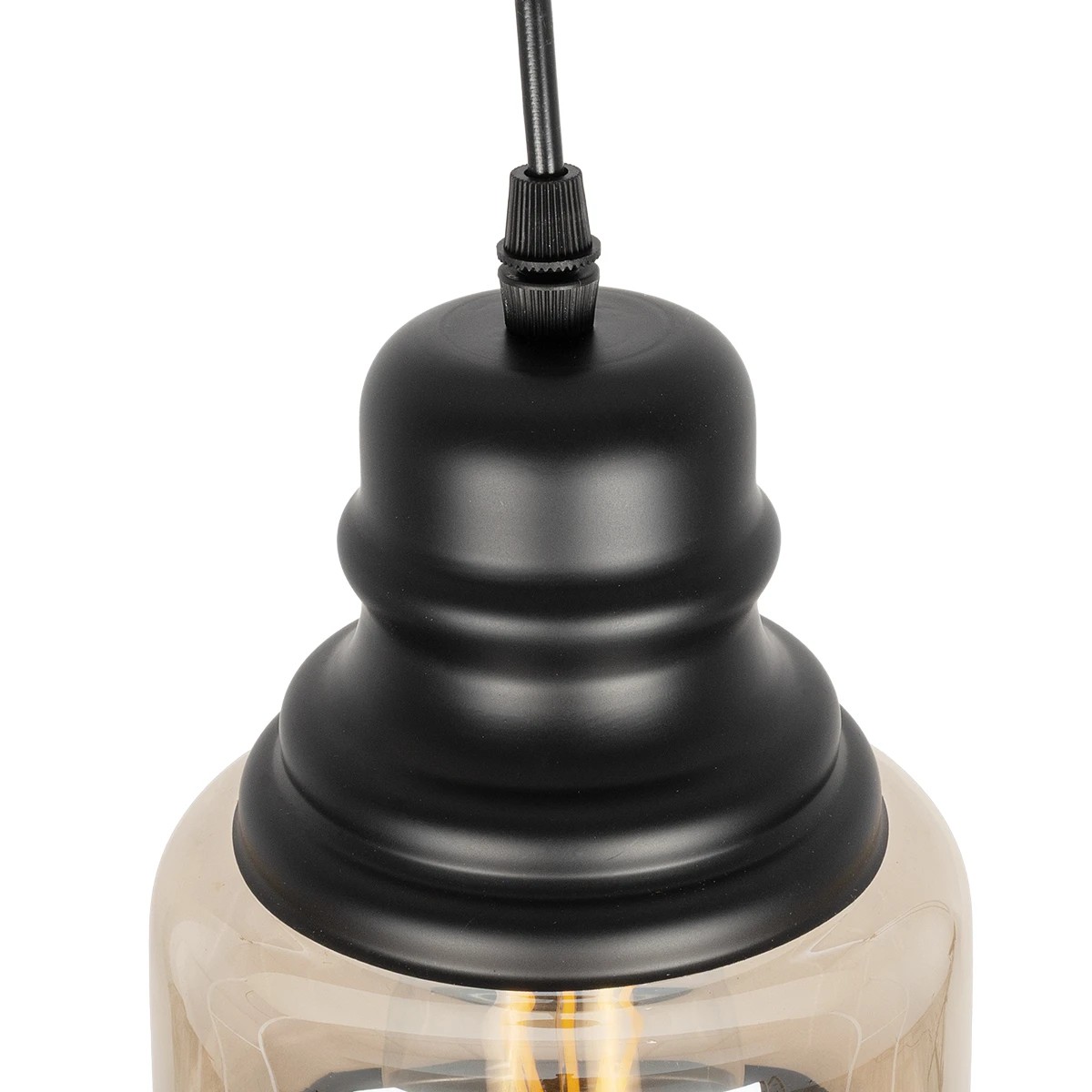LEDTM® OLIVER 999-0187 Vintage Κρεμαστό Φωτιστικό Οροφής με Ντουί 1 x E27 AC 220-240V IP20 - Μελί & Μαύρο - Μ15 x Π15 x Υ21.5cm - Image 7