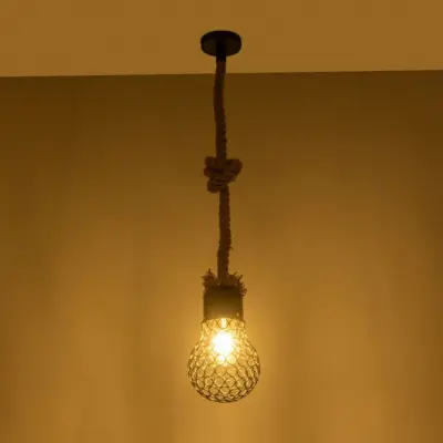 Alternative view of LEDTM® URBAN 999-0191 Vintage Κρεμαστό Φωτιστικό Οροφής με Ντουί 1 x E27 AC 220-240V IP20 - Μαύρο & Μπεζ - Μ15 x Π15 x Υ80cm