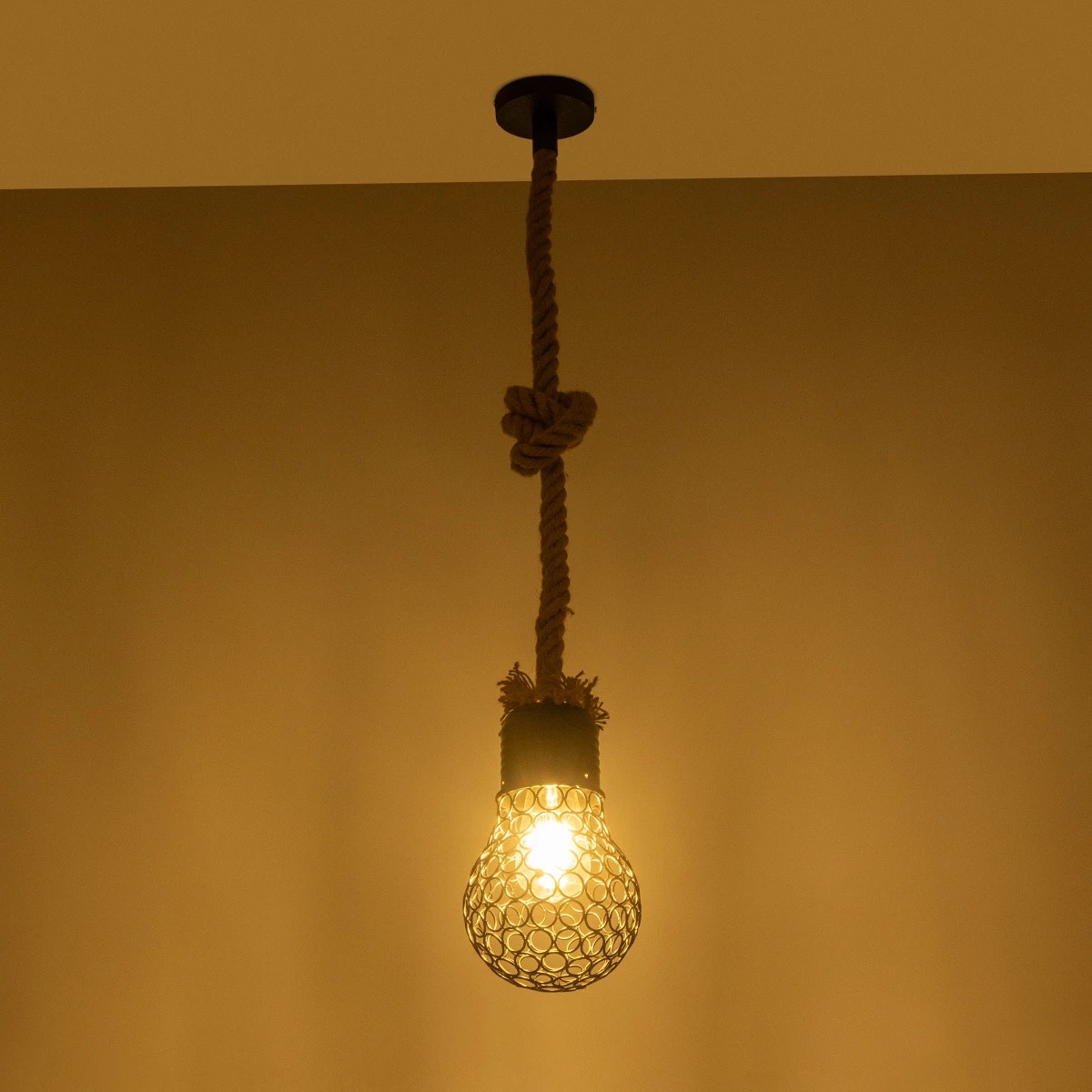 LEDTM® URBAN 999-0191 Vintage Κρεμαστό Φωτιστικό Οροφής με Ντουί 1 x E27 AC 220-240V IP20 - Μαύρο & Μπεζ - Μ15 x Π15 x Υ80cm - Image 2