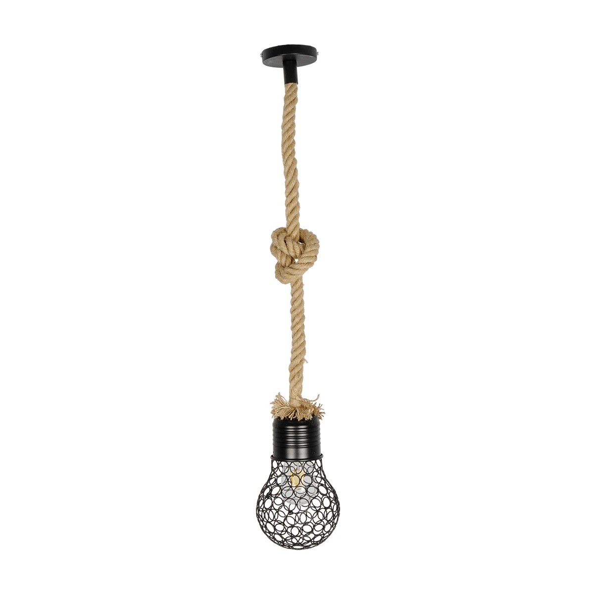 LEDTM® URBAN 999-0191 Vintage Κρεμαστό Φωτιστικό Οροφής με Ντουί 1 x E27 AC 220-240V IP20 - Μαύρο & Μπεζ - Μ15 x Π15 x Υ80cm - Image 3
