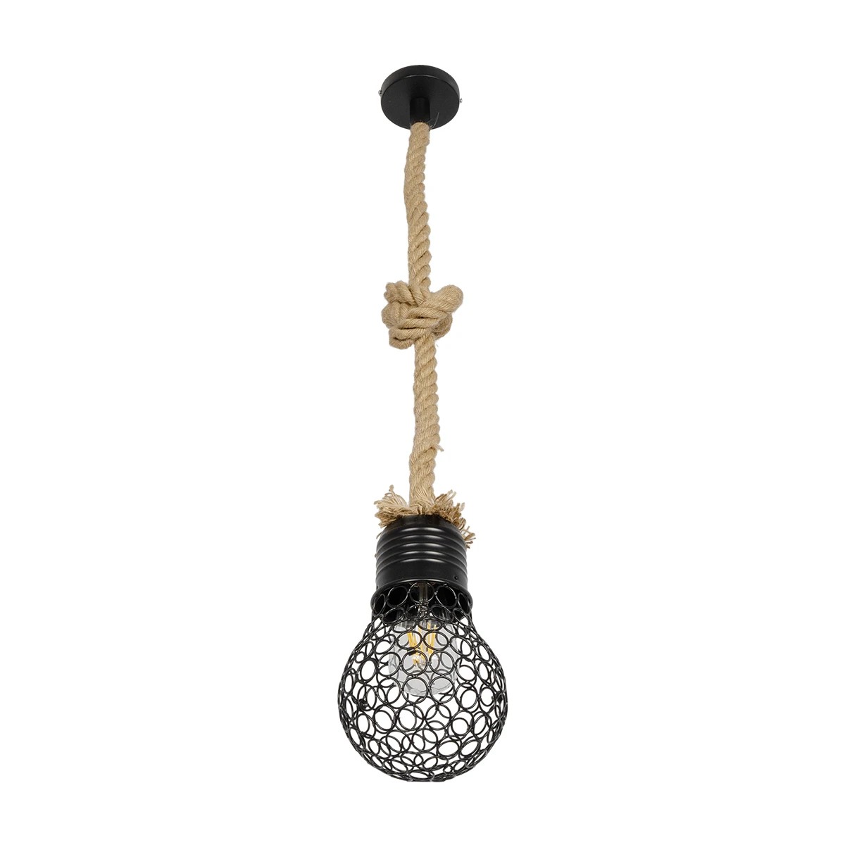 LEDTM® URBAN 999-0191 Vintage Κρεμαστό Φωτιστικό Οροφής με Ντουί 1 x E27 AC 220-240V IP20 - Μαύρο & Μπεζ - Μ15 x Π15 x Υ80cm - Image 4
