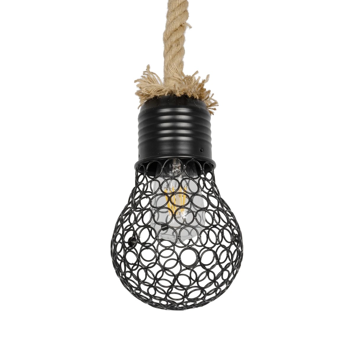 LEDTM® URBAN 999-0191 Vintage Κρεμαστό Φωτιστικό Οροφής με Ντουί 1 x E27 AC 220-240V IP20 - Μαύρο & Μπεζ - Μ15 x Π15 x Υ80cm - Image 6