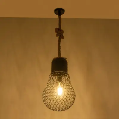 Alternative view of LEDTM® URBAN 999-0192 Vintage Κρεμαστό Φωτιστικό Οροφής με Ντουί 1 x E27 AC 220-240V IP20 - Μαύρο & Μπεζ - Μ28 x Π28 x Υ80cm