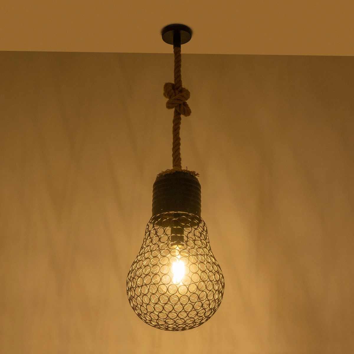 LEDTM® URBAN 999-0192 Vintage Κρεμαστό Φωτιστικό Οροφής με Ντουί 1 x E27 AC 220-240V IP20 - Μαύρο & Μπεζ - Μ28 x Π28 x Υ80cm - Image 2