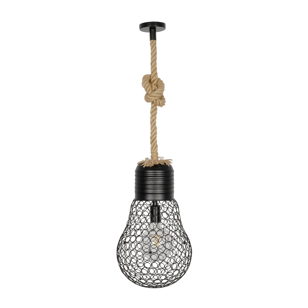 LEDTM® URBAN 999-0192 Vintage Κρεμαστό Φωτιστικό Οροφής με Ντουί 1 x E27 AC 220-240V IP20 - Μαύρο & Μπεζ - Μ28 x Π28 x Υ80cm - Image 3