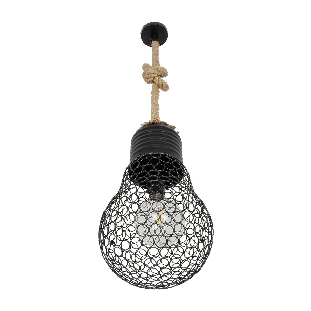 LEDTM® URBAN 999-0192 Vintage Κρεμαστό Φωτιστικό Οροφής με Ντουί 1 x E27 AC 220-240V IP20 - Μαύρο & Μπεζ - Μ28 x Π28 x Υ80cm - Image 4