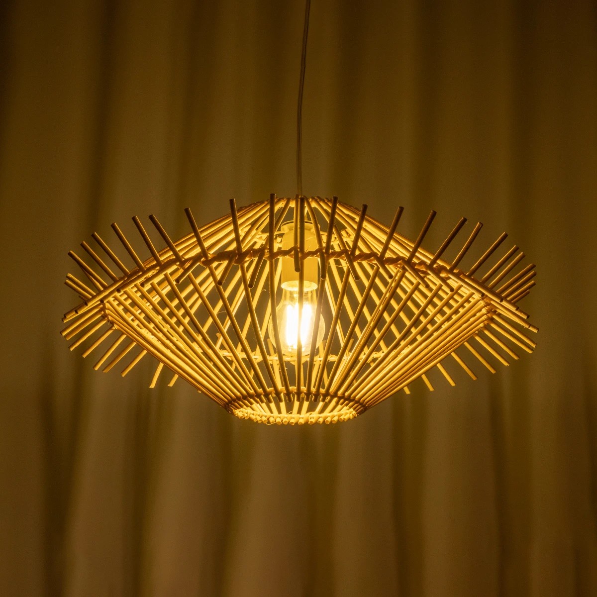 LEDTM® SASSO 999-0201 Boho Κρεμαστό Φωτιστικό Οροφής με Ντουί 1 x E27 AC 220-240V IP20 - Μπεζ - Μ50 x Π50 x Y23cm - Image 2