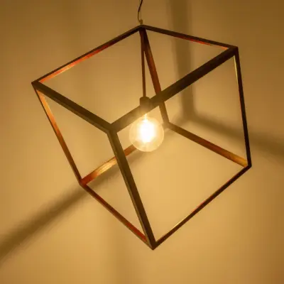 Alternative view of LEDTM® CUBE 999-0216 Μοντέρνο Κρεμαστό Φωτιστικό Οροφής με Ντουί 1 x E27 AC 220-240V IP20 - Χάλκινο - Μ70 x Π70 x Υ87cm