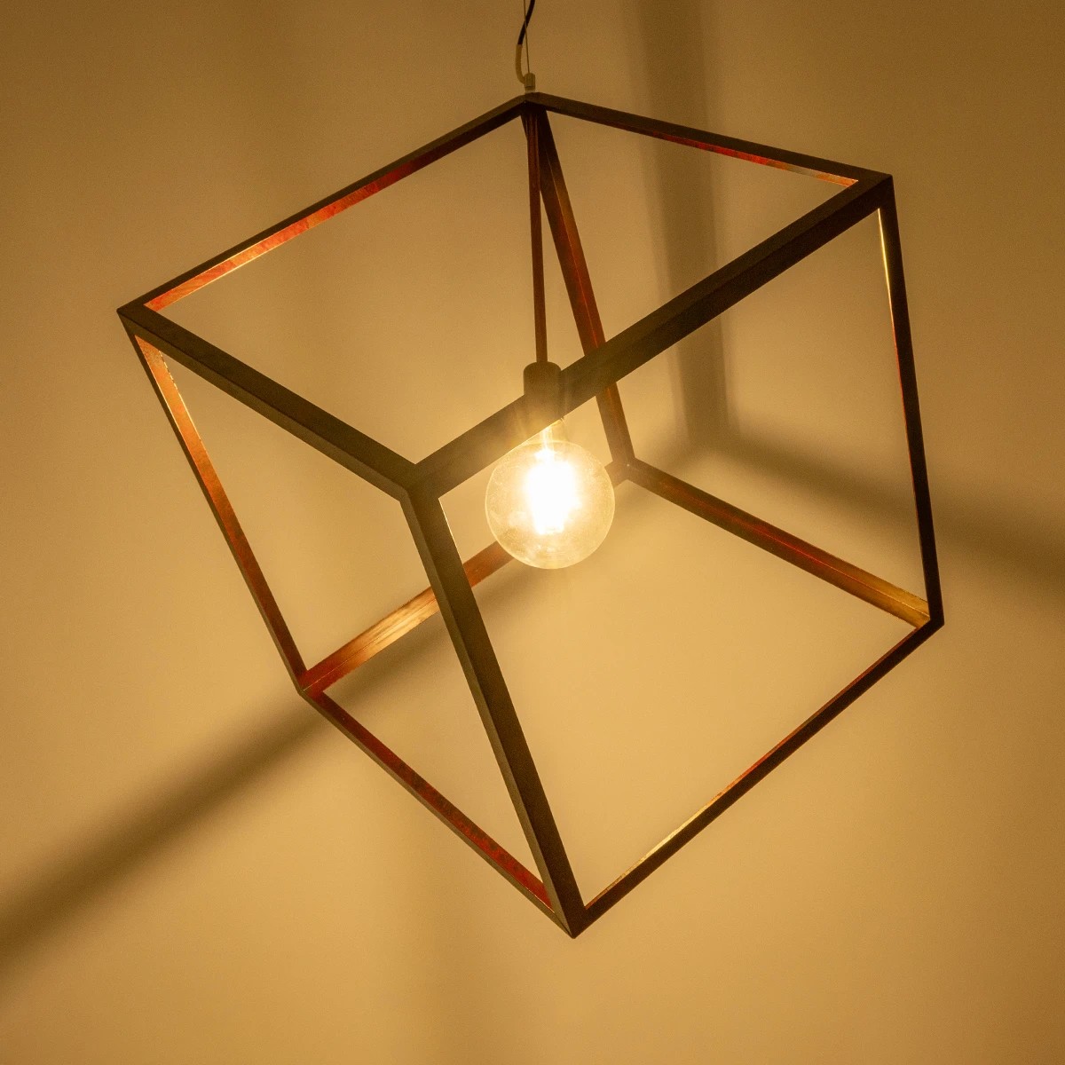 LEDTM® CUBE 999-0216 Μοντέρνο Κρεμαστό Φωτιστικό Οροφής με Ντουί 1 x E27 AC 220-240V IP20 - Χάλκινο - Μ70 x Π70 x Υ87cm - Image 2