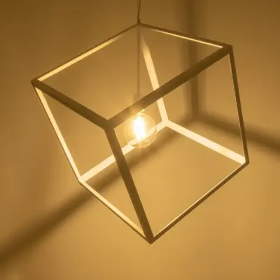 Alternative view of LEDTM® CUBE 999-0217 Μοντέρνο Κρεμαστό Φωτιστικό Οροφής με Ντουί 1 x E27 AC 220-240V IP20 - Λευκό - Μ70 x Π70 x Y87cm