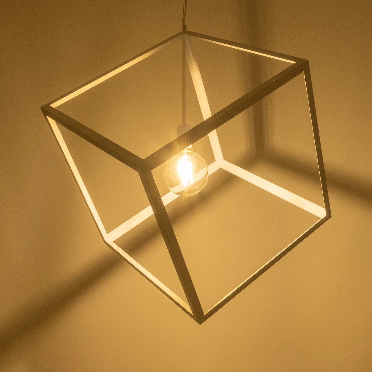 LEDTM® CUBE 999-0217 Μοντέρνο Κρεμαστό Φωτιστικό Οροφής με Ντουί 1 x E27 AC 220-240V IP20 - Λευκό - Μ70 x Π70 x Y87cm - Image 2