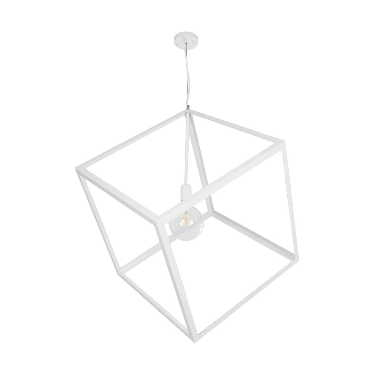 LEDTM® CUBE 999-0217 Μοντέρνο Κρεμαστό Φωτιστικό Οροφής με Ντουί 1 x E27 AC 220-240V IP20 - Λευκό - Μ70 x Π70 x Y87cm - Image 3