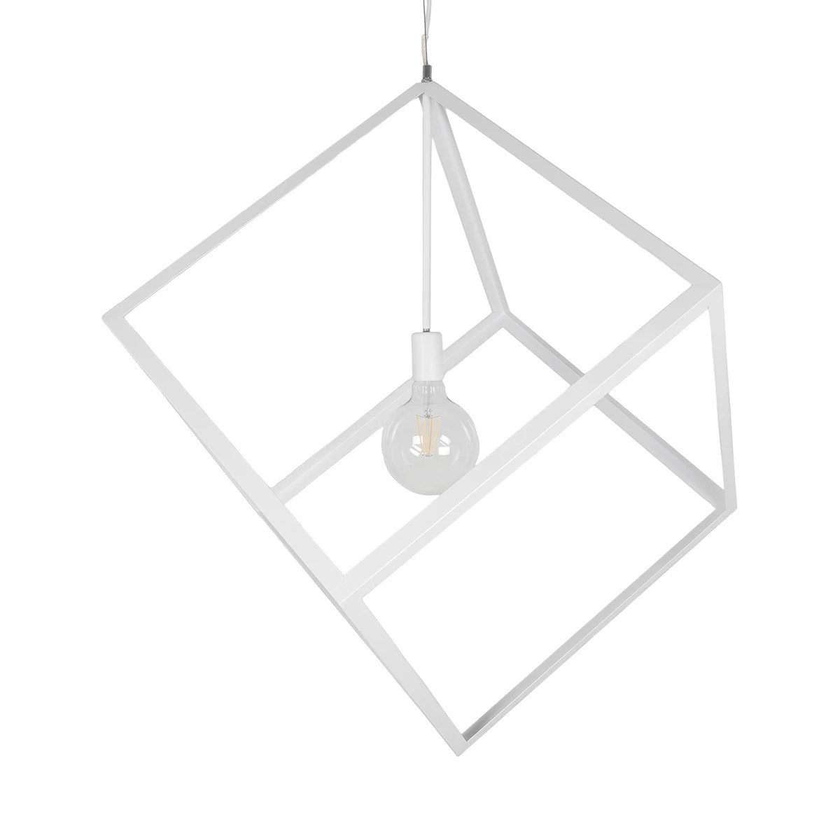 LEDTM® CUBE 999-0217 Μοντέρνο Κρεμαστό Φωτιστικό Οροφής με Ντουί 1 x E27 AC 220-240V IP20 - Λευκό - Μ70 x Π70 x Y87cm - Image 4