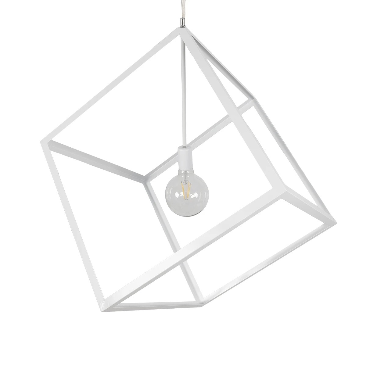LEDTM® CUBE 999-0217 Μοντέρνο Κρεμαστό Φωτιστικό Οροφής με Ντουί 1 x E27 AC 220-240V IP20 - Λευκό - Μ70 x Π70 x Y87cm - Image 6