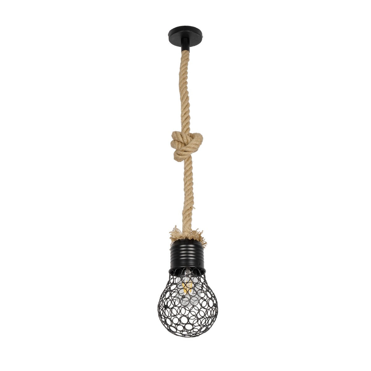 LEDTM® URBAN 999-0191 Vintage Κρεμαστό Φωτιστικό Οροφής με Ντουί 1 x E27 AC 220-240V IP20 - Μαύρο & Μπεζ - Μ15 x Π15 x Υ80cm