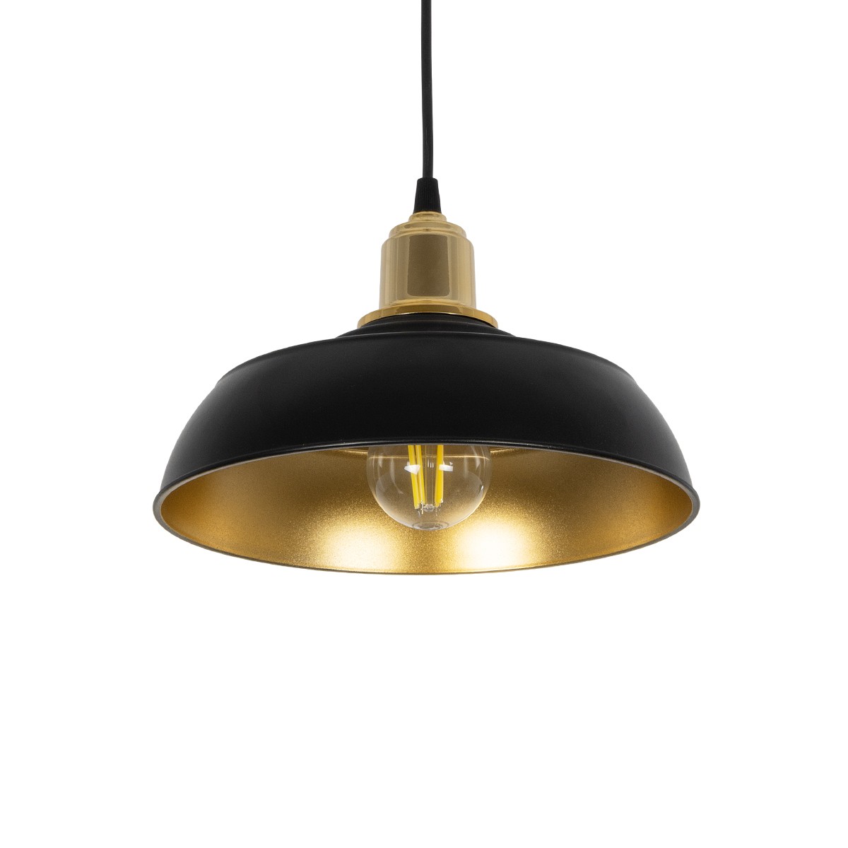 LEDTM® LOAN 203-0279 Μοντέρνο Κρεμαστό Φωτιστικό Οροφής με Ντουί 1 x E27 AC 220-240V IP20 - Μαύρο & Χρυσό - Μ25.5 x Π25.5 x Υ17cm