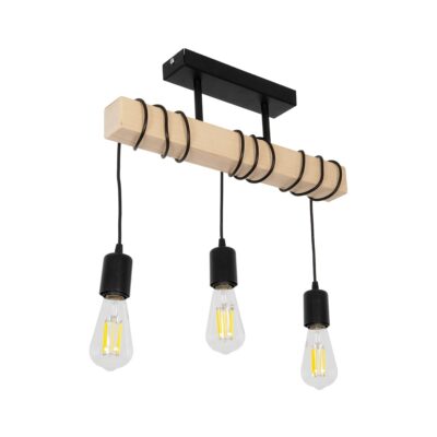 LEDTM® LUCITA 201-0031 Vintage Φωτιστικό Οροφής με Ντουί 3 x E27 AC 220-240V IP20 - Μαύρο & Μπεζ - Μ50 x Π27 x Υ112cm